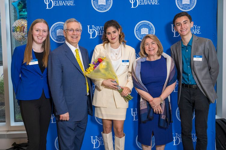 Julia Hatoum receiving recognition at the University of Delaware
