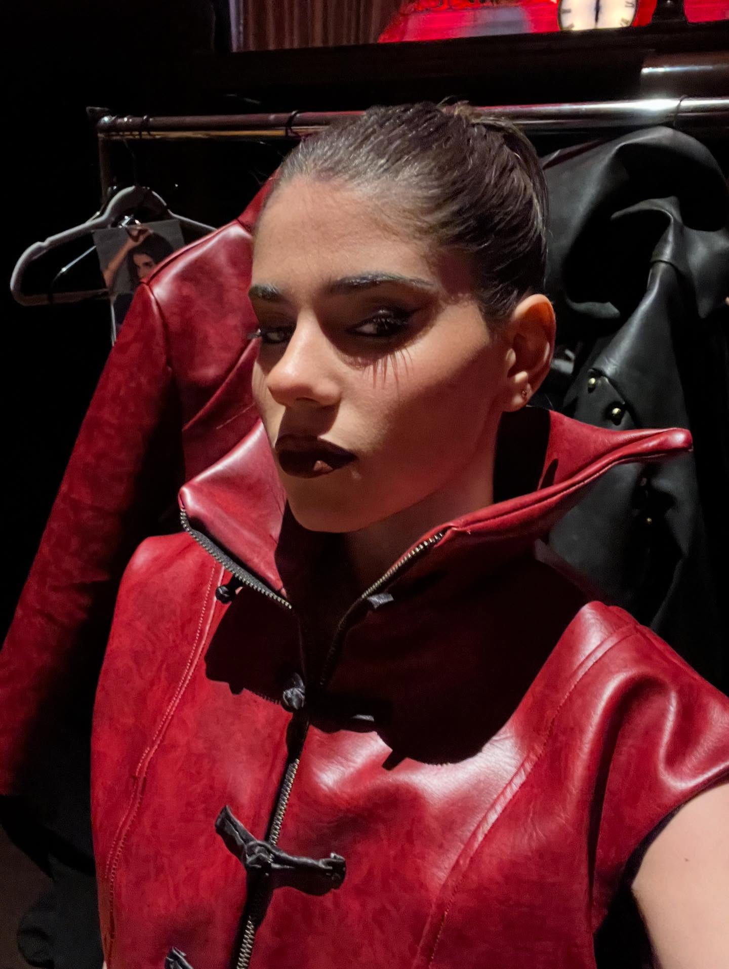 Editorial beauty close-up, dramatic bold makeup
